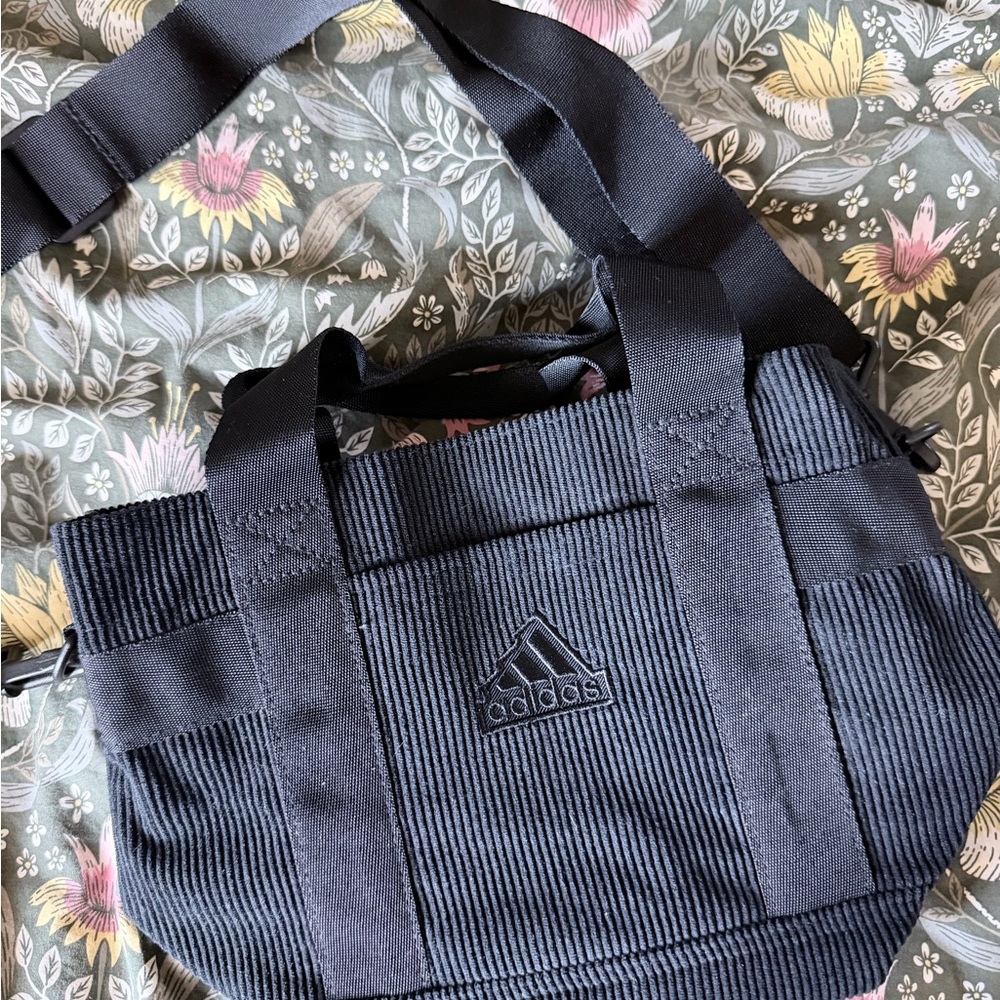 adidas Black Corduroy Messenger Crossbody Bag